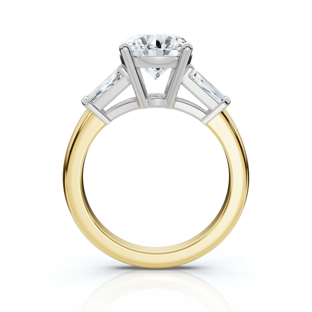 Solid Gold 2 CT Three Stone Tapered Baguette Lab Grown Diamond