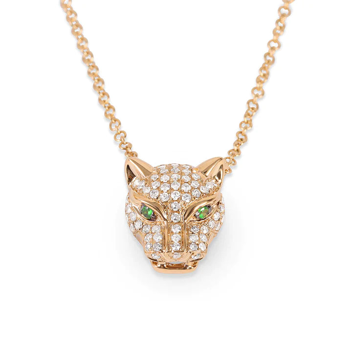 Solid Gold Diamond Panther Necklace