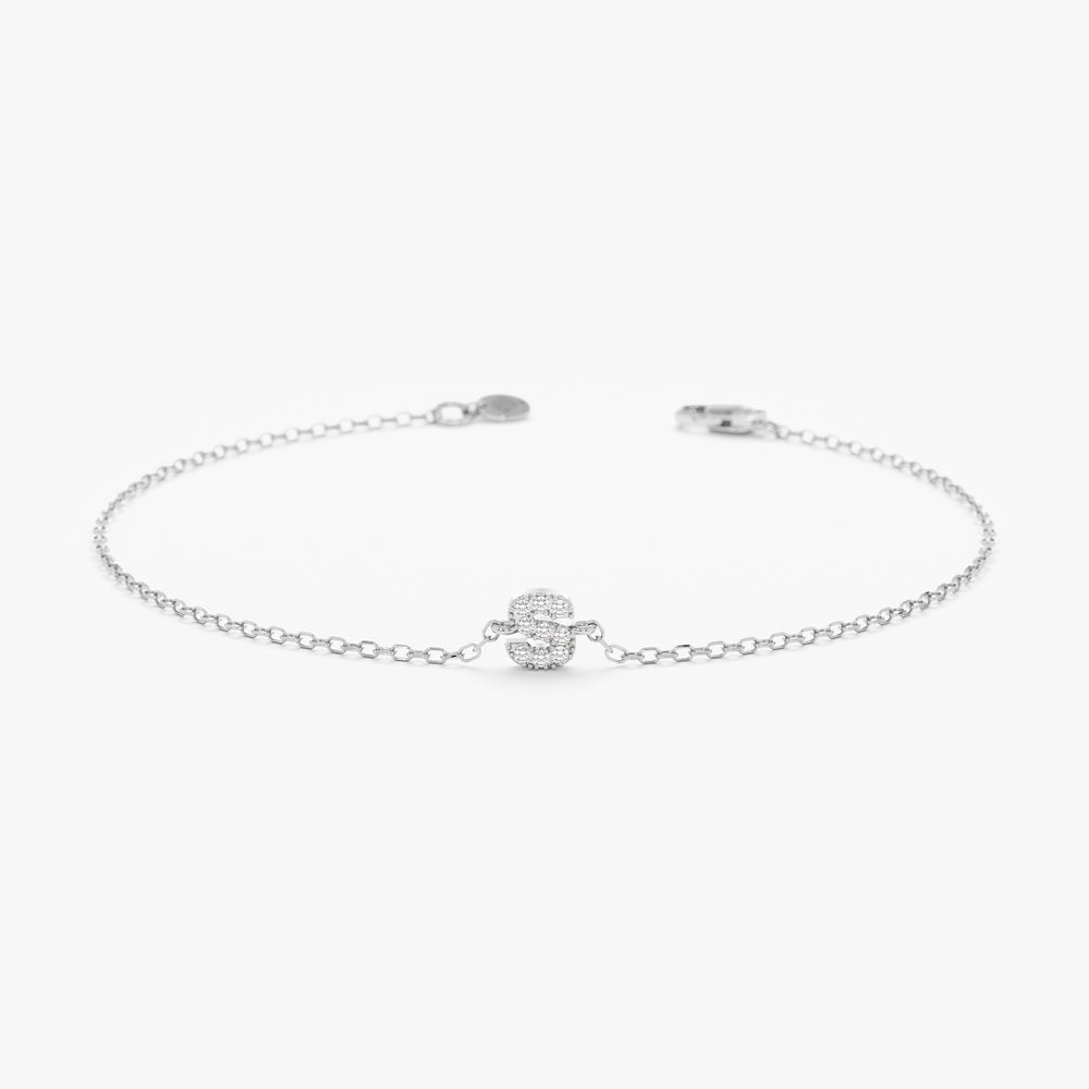 Solid Gold Diamond Initial Bracelet (7CB065)