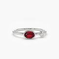 Solid Gold Oval Shape Bezel Setting Ruby and Diamond Ring