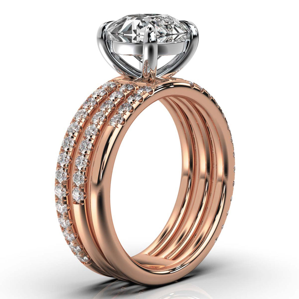 Solid Gold Tripple Row Lab Grown Diamond Ring