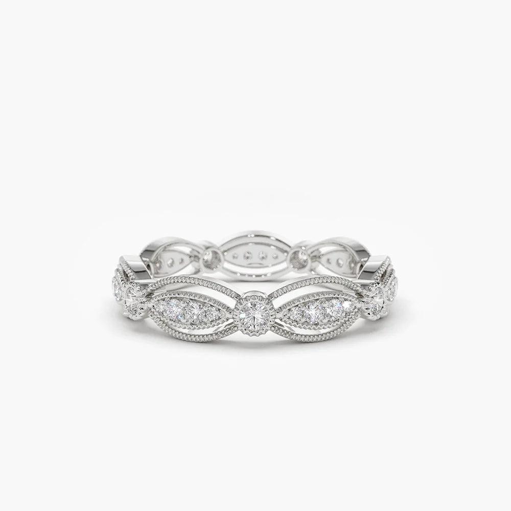 Vintage Art Deco Moissanite Eternity Wedding Ring, photo 4