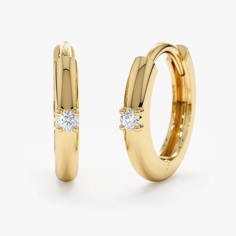 Solid Gold Single Diamond Huggies