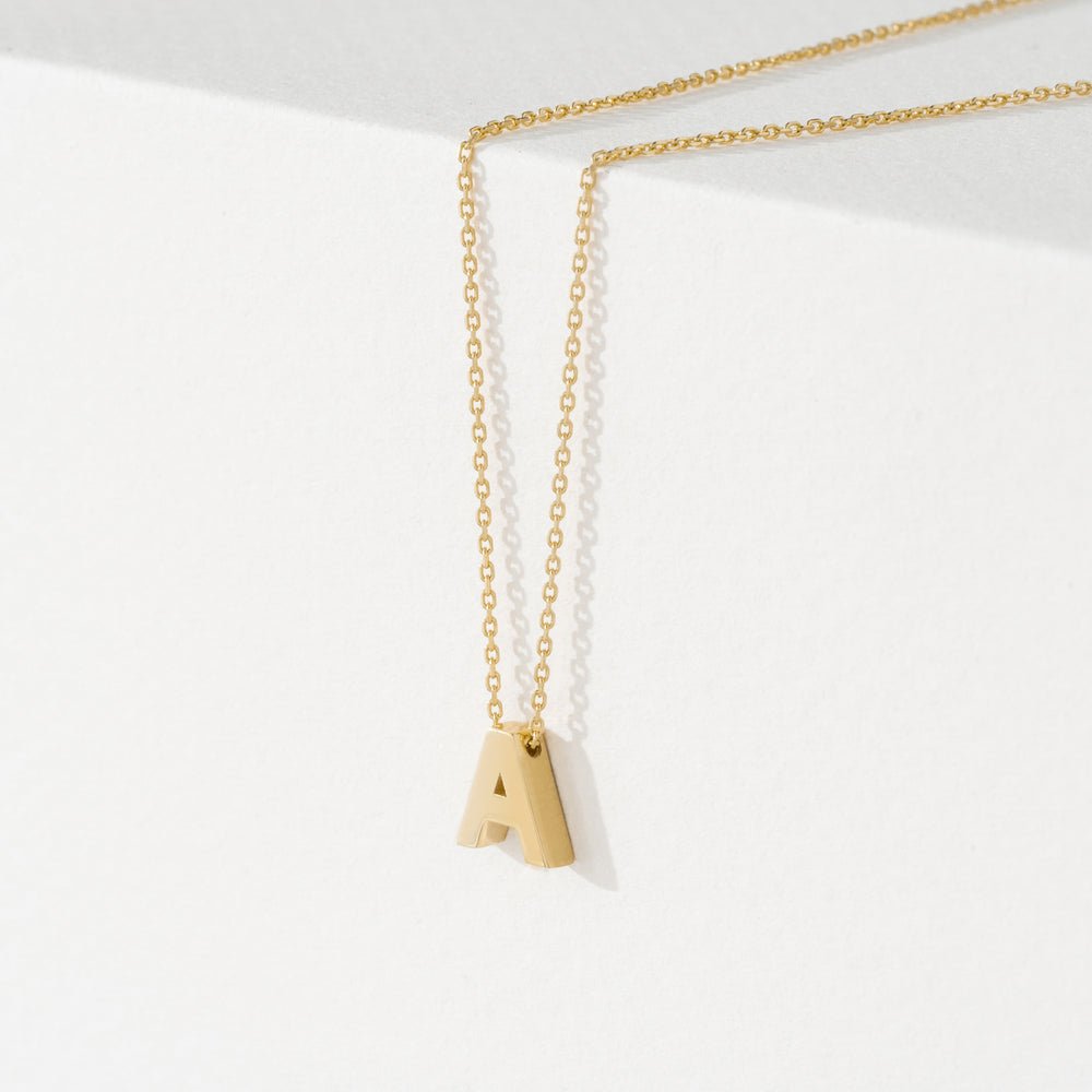 Solid Gold Block Letter Initial Necklace (ADACD4)