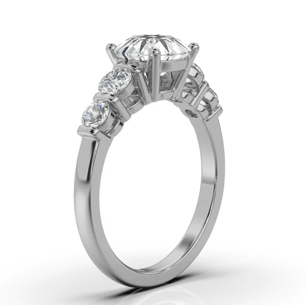 Solid Gold 2 CT Five Stone Lab Grown Diamond Engagement Ring