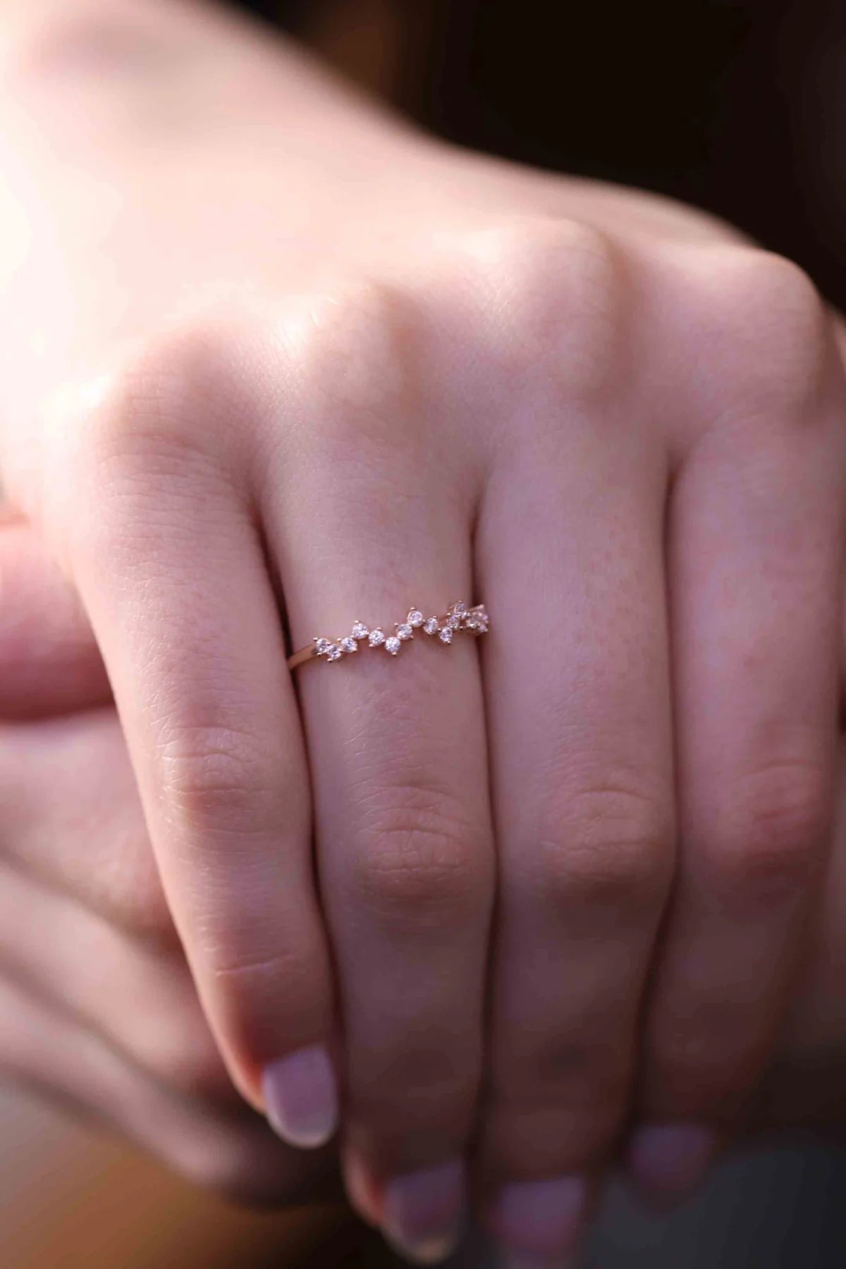 Solid Gold Stackable Moissanite Diamond Ring