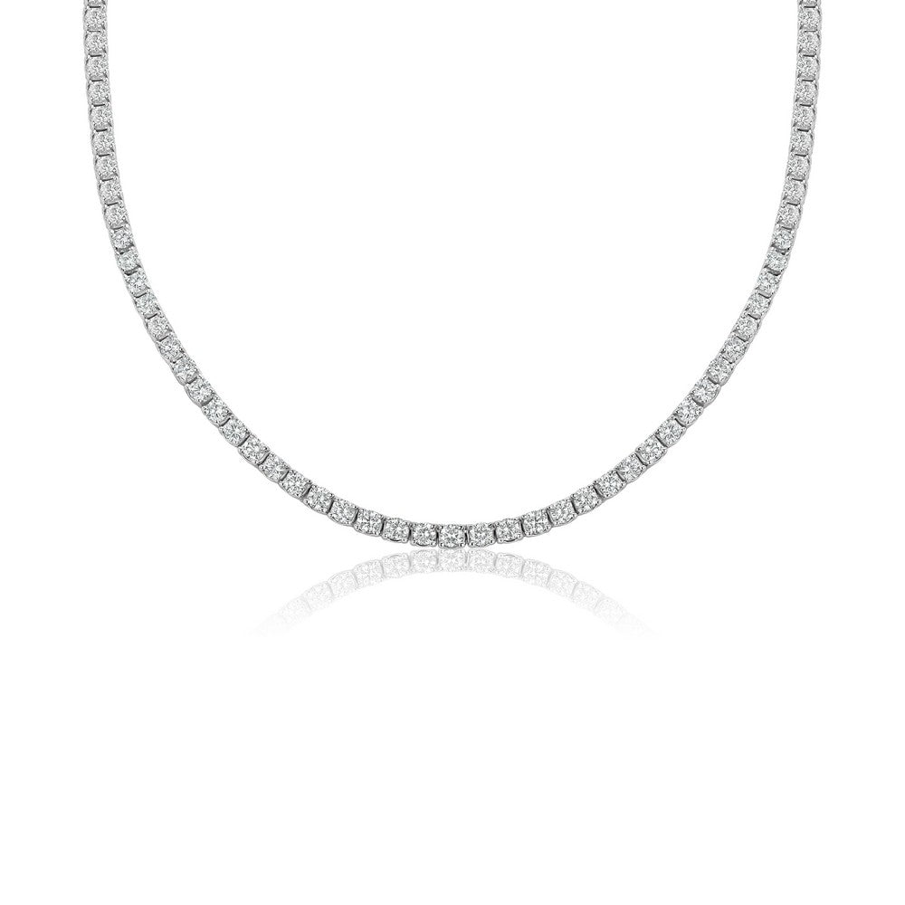 18K Solid Gold 10 CT Diamond Tennis Necklace