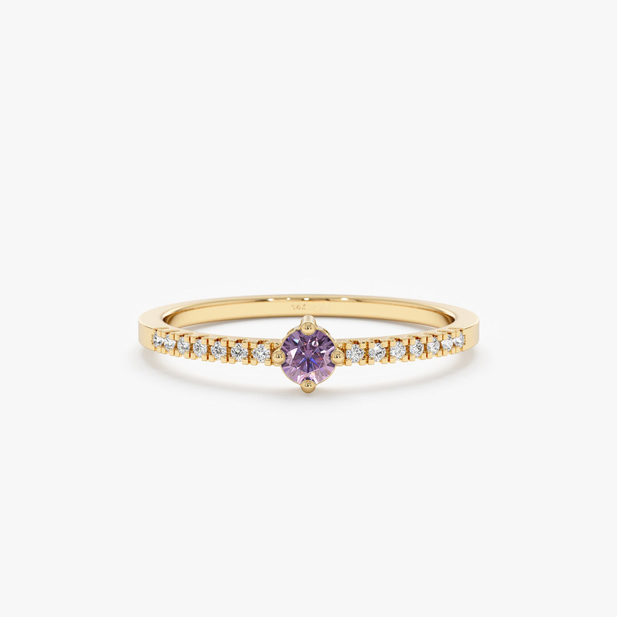 Solid Gold Amethyst and Diamond Ring (2E8DEF)