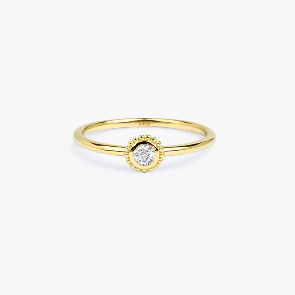 Solid Gold White Sapphire Art Deco Ring (3A5D5D)