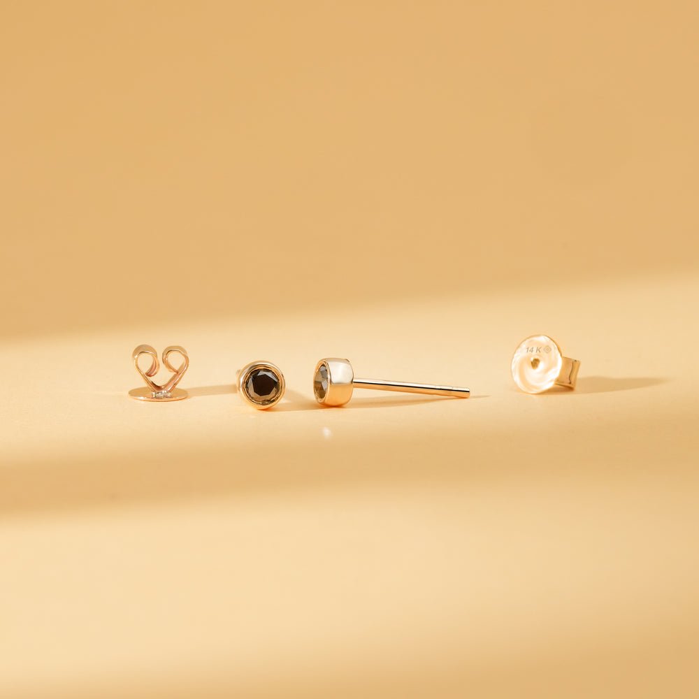 Solid Gold Black Diamond Studs