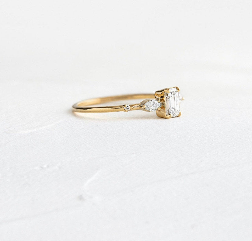 14K Solid Gold Stackable Moissanite Ring