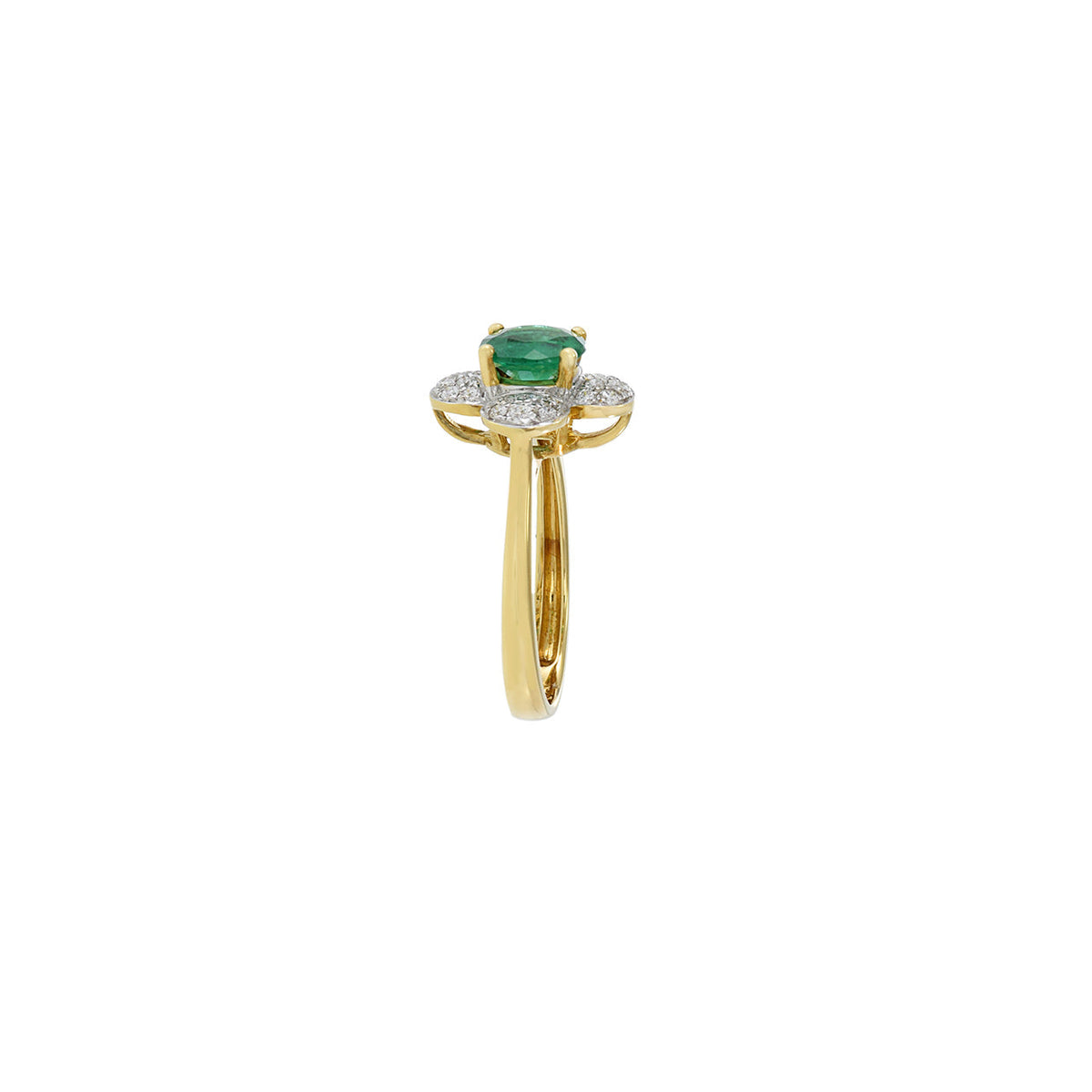 Solid Gold Emerald and Diamond Flower Ring (586D37)