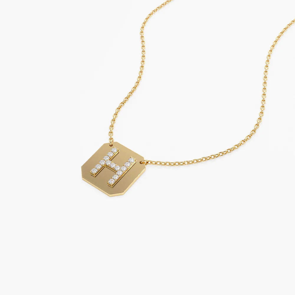 Solid Gold Diamond Letter Necklace