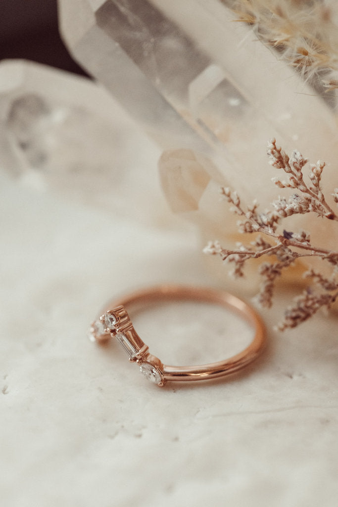 Solid Gold Marquise Baguette Ring