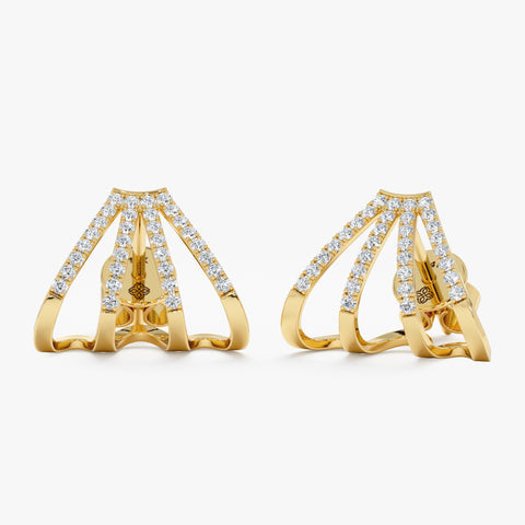 Solid Gold Diamond Arrow Cage Huggies