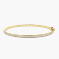 Solid Gold Two Pave Diamond Bangle Bracelet