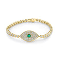 Solid Gold Evil Eye Bracelet With Emerald Eye