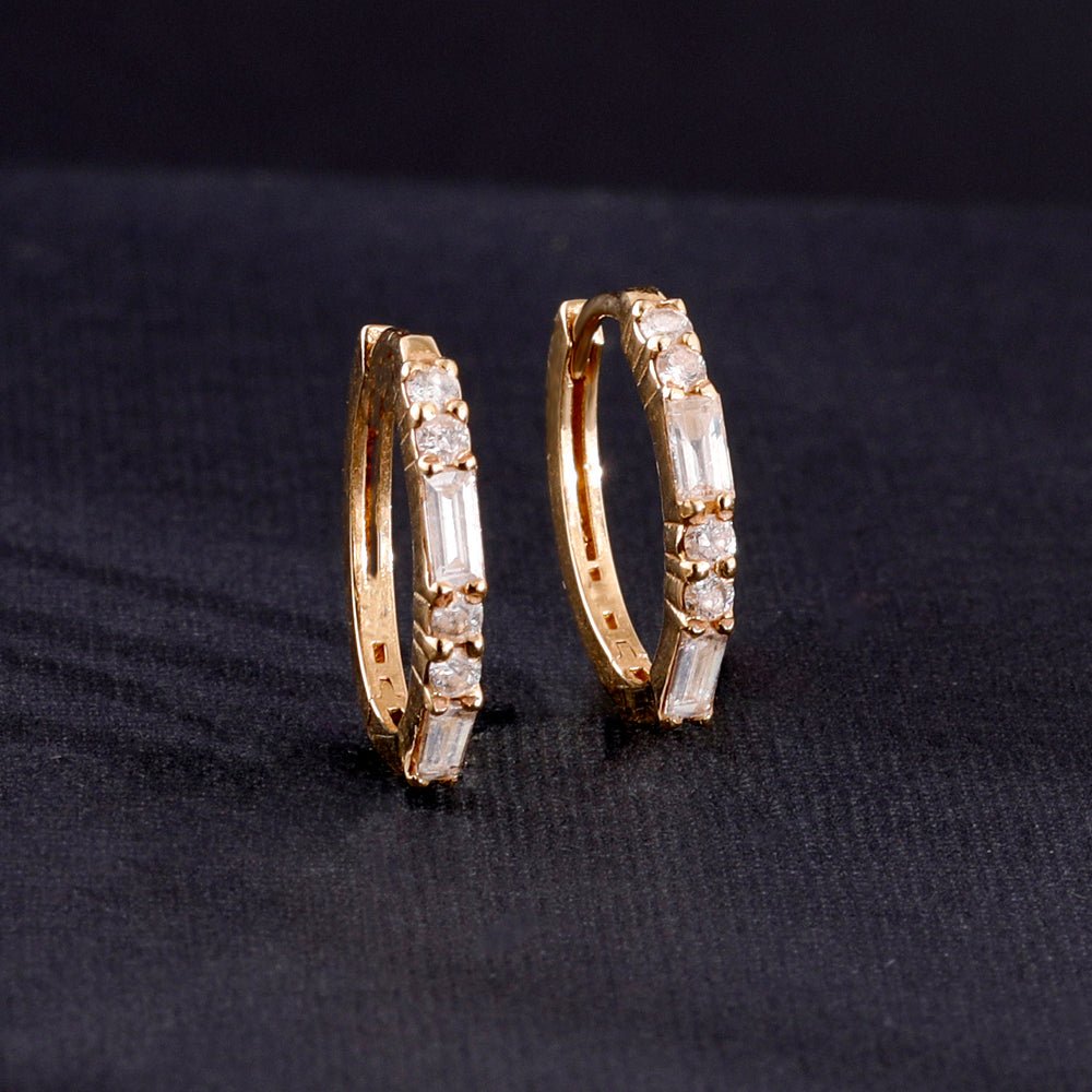 Solid Gold Mixed Diamond Oval Hoop Earrings (AC21FB)