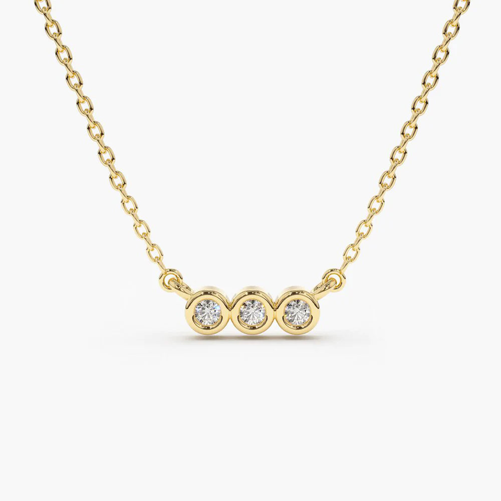 Solid Gold Bezel Set Diamond Necklace