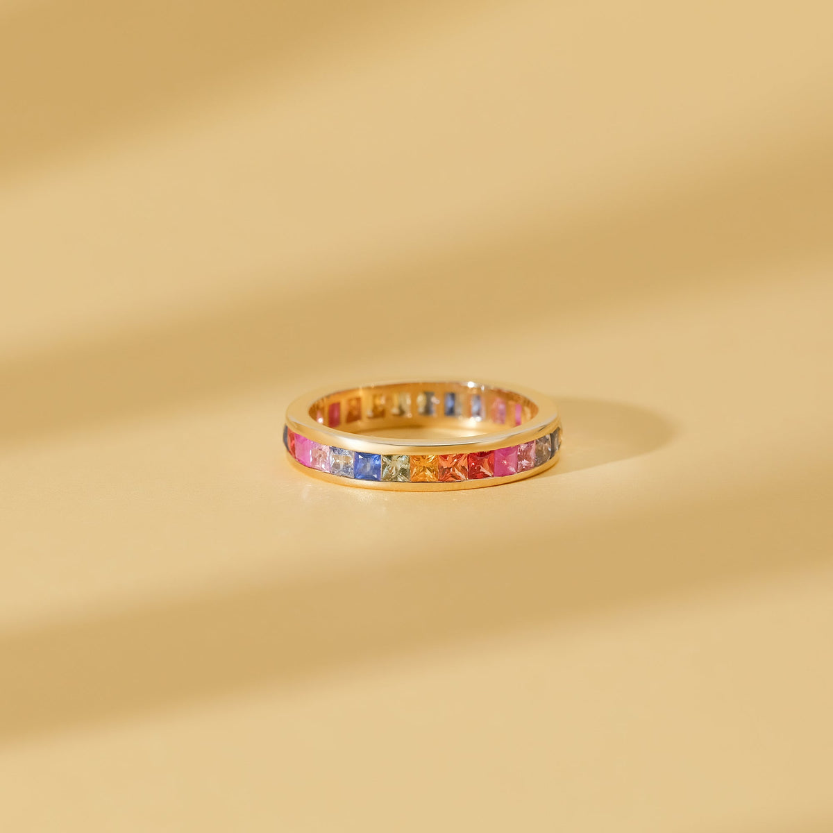 Solid Gold Rainbow Sapphire Eternity Ring (A3EC4A)