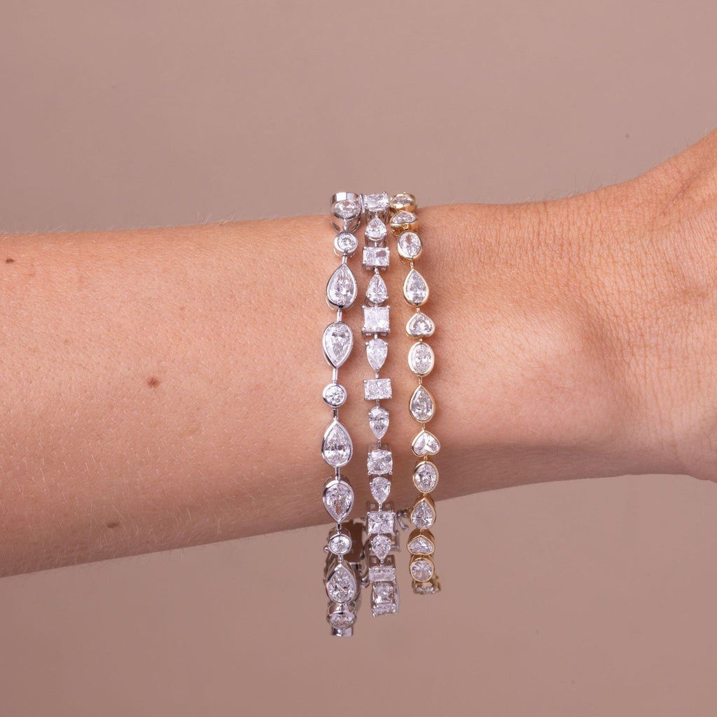 14K Solid Gold Lab Grown Multi Shape Bracelet - Style B