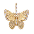 Solid Gold Diamond Fluted Butterfly Charm