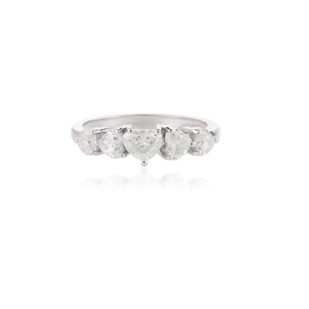 Solid Gold Five Heart Diamond Wedding Ring