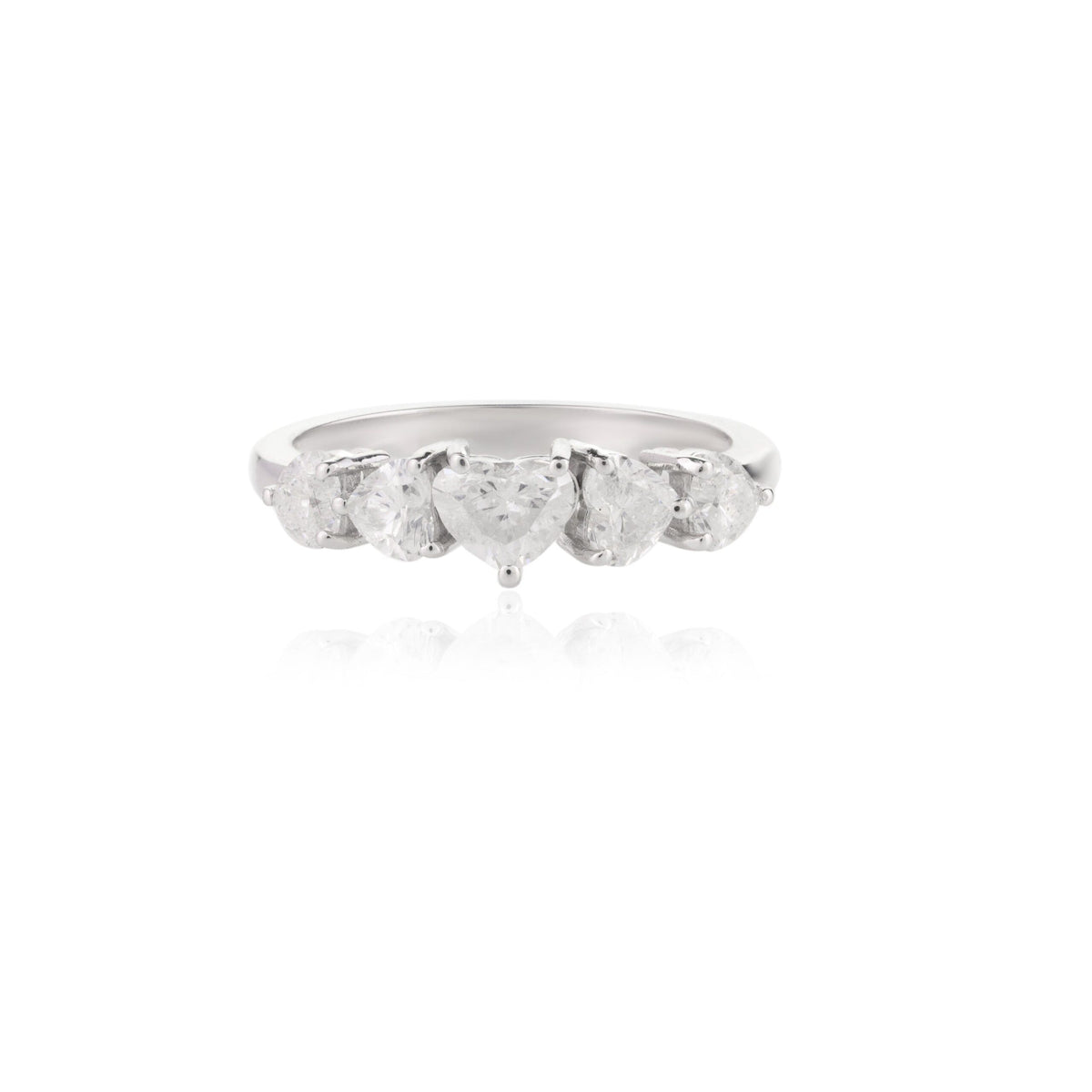 Solid Gold Five Heart Diamond Wedding Ring