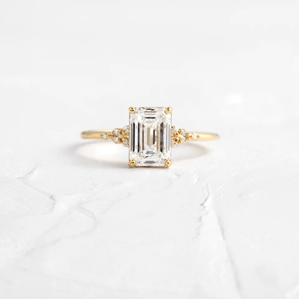 Solid Gold Emerald Cut Lab-Grown Diamond Ring (B78F8D)