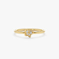 18K Solid Gold Petite Tilted Butterfly Ring