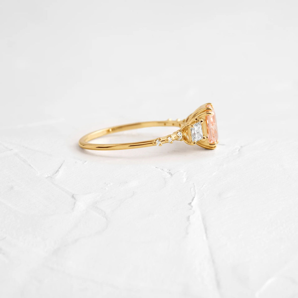 Solid Gold Turning Point Ring, 1.23ct. Moissanite Pink Diamond