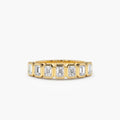 Solid Gold Bezel Setting Emerald Cut Diamond Wedding Band