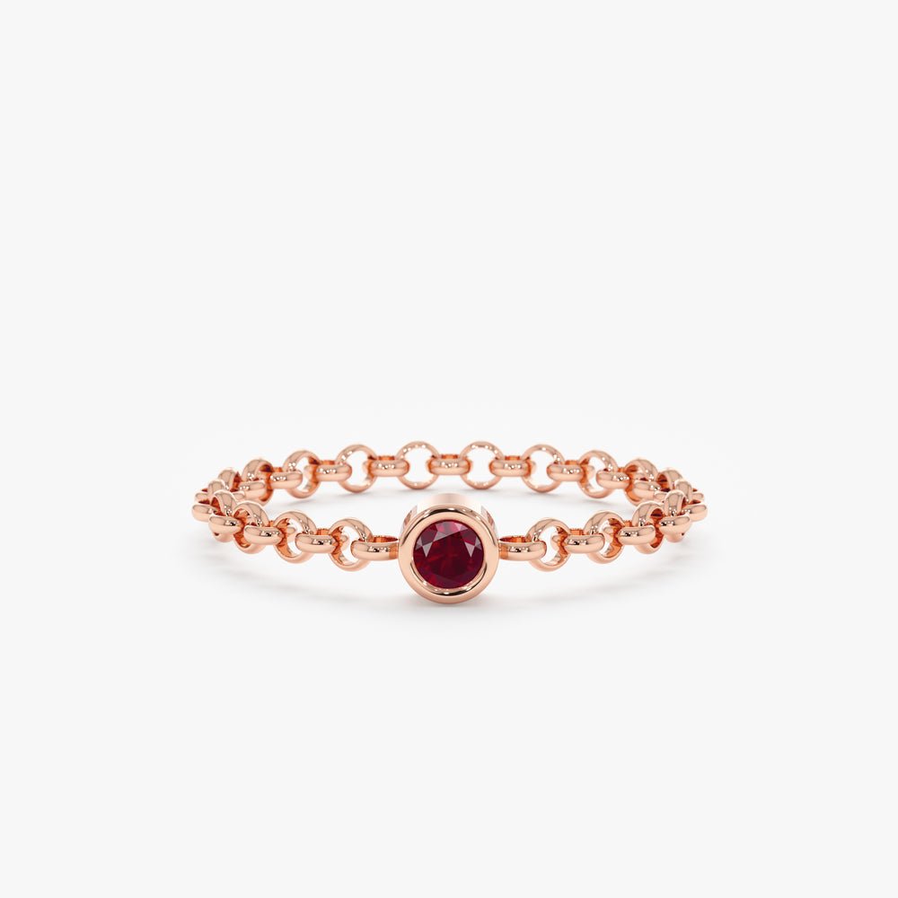 Solid Gold Ruby Chain Ring (8A0EF6)