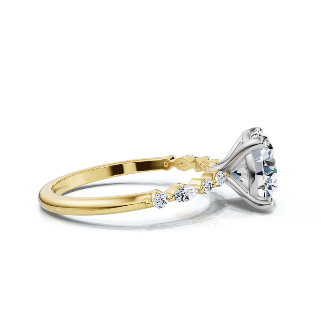 18K Solid Gold Basket Setting Lab-Grown Diamond Ring