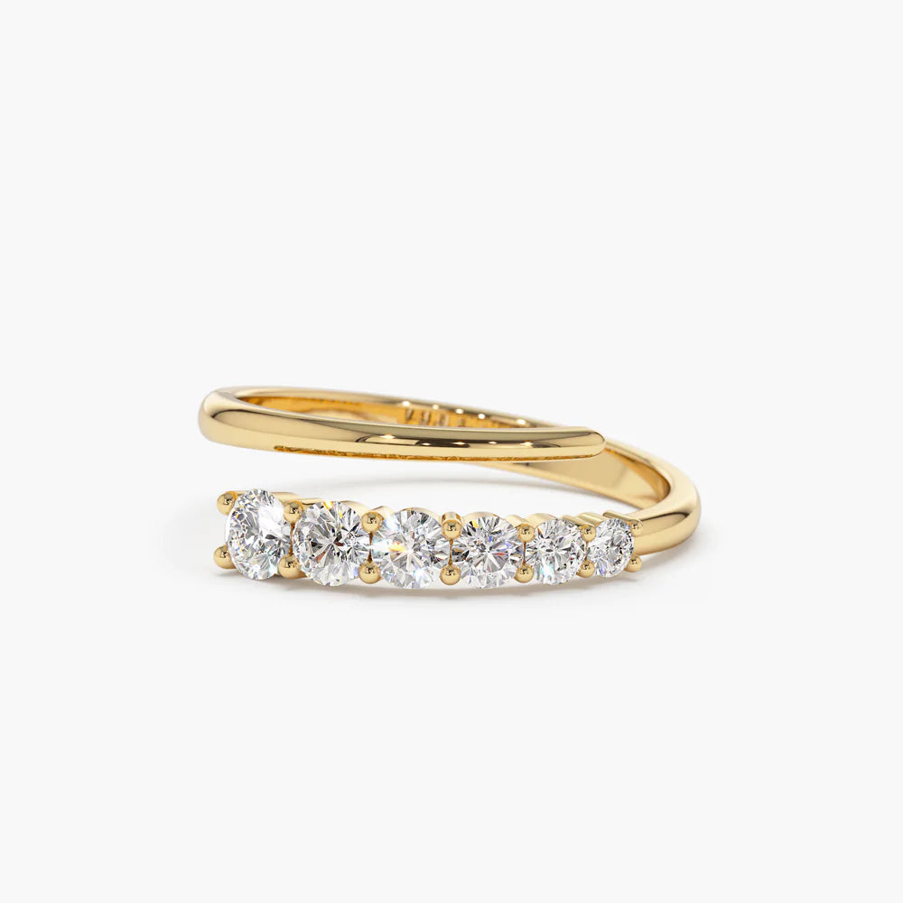 Solid Gold Unique Crossover Diamond Statement Ring