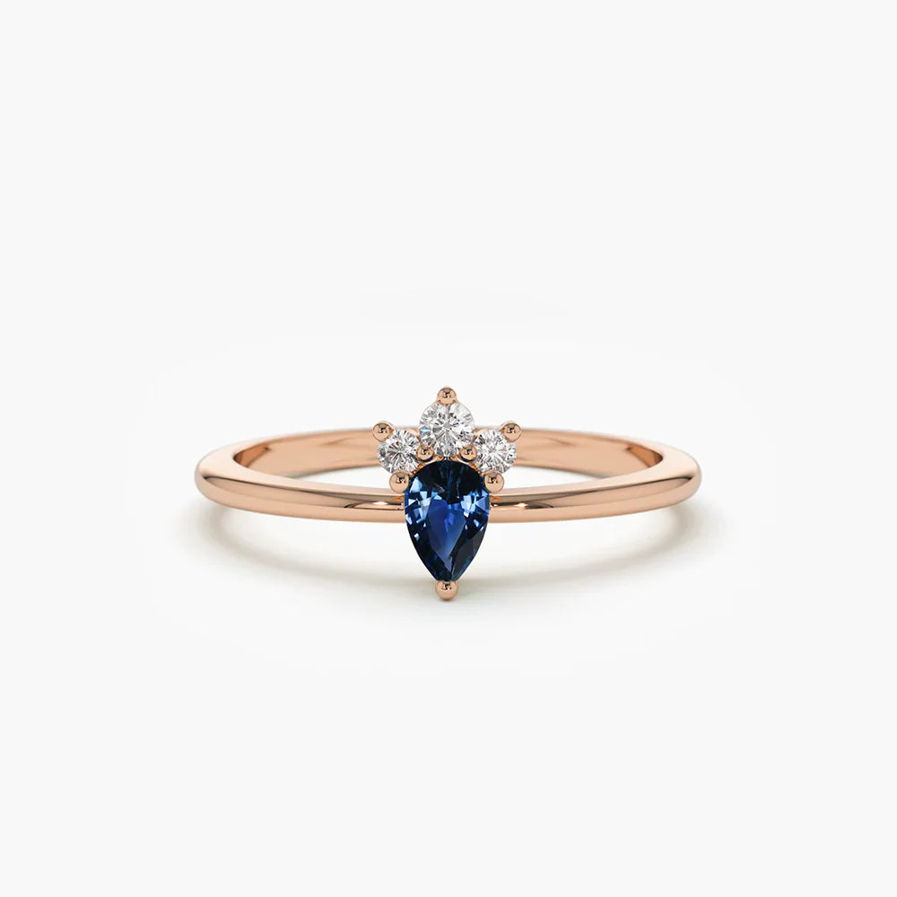 Solid Gold Mini Sapphire and Diamond Ring (FD1C1D)