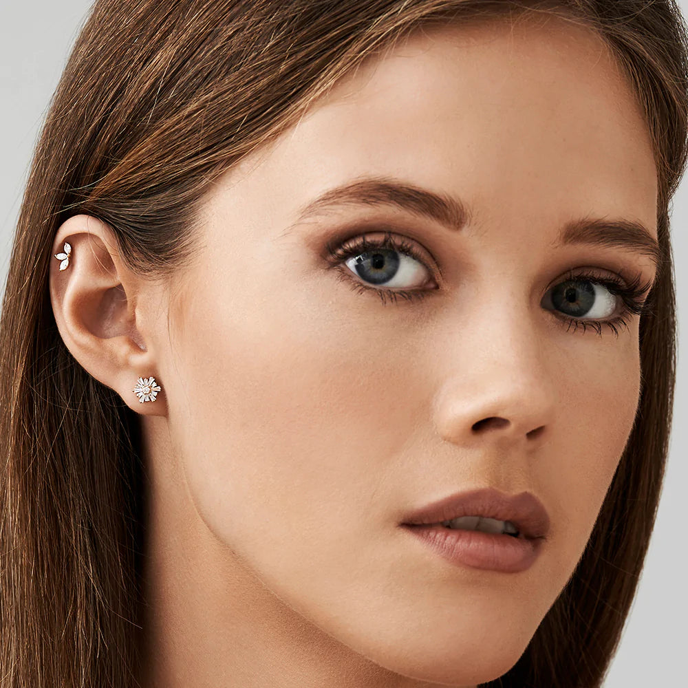 Solid Gold Tapered Baguette Unique Diamond Earrings