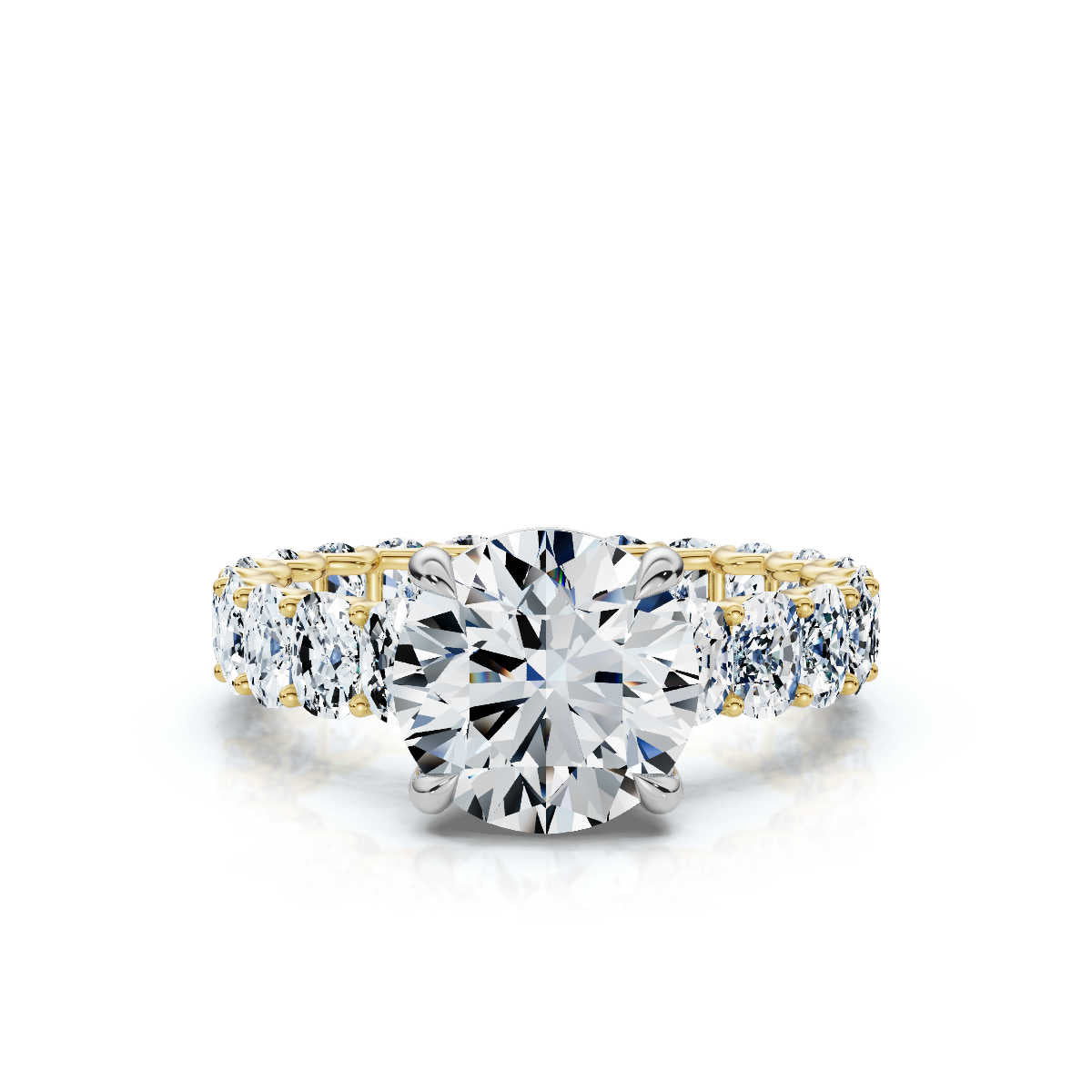 14K Solid Gold Oval & Round Lab Grown Diamond Ring