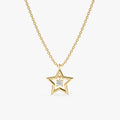 Solid Gold Single Diamond Star Necklace (C35C50)