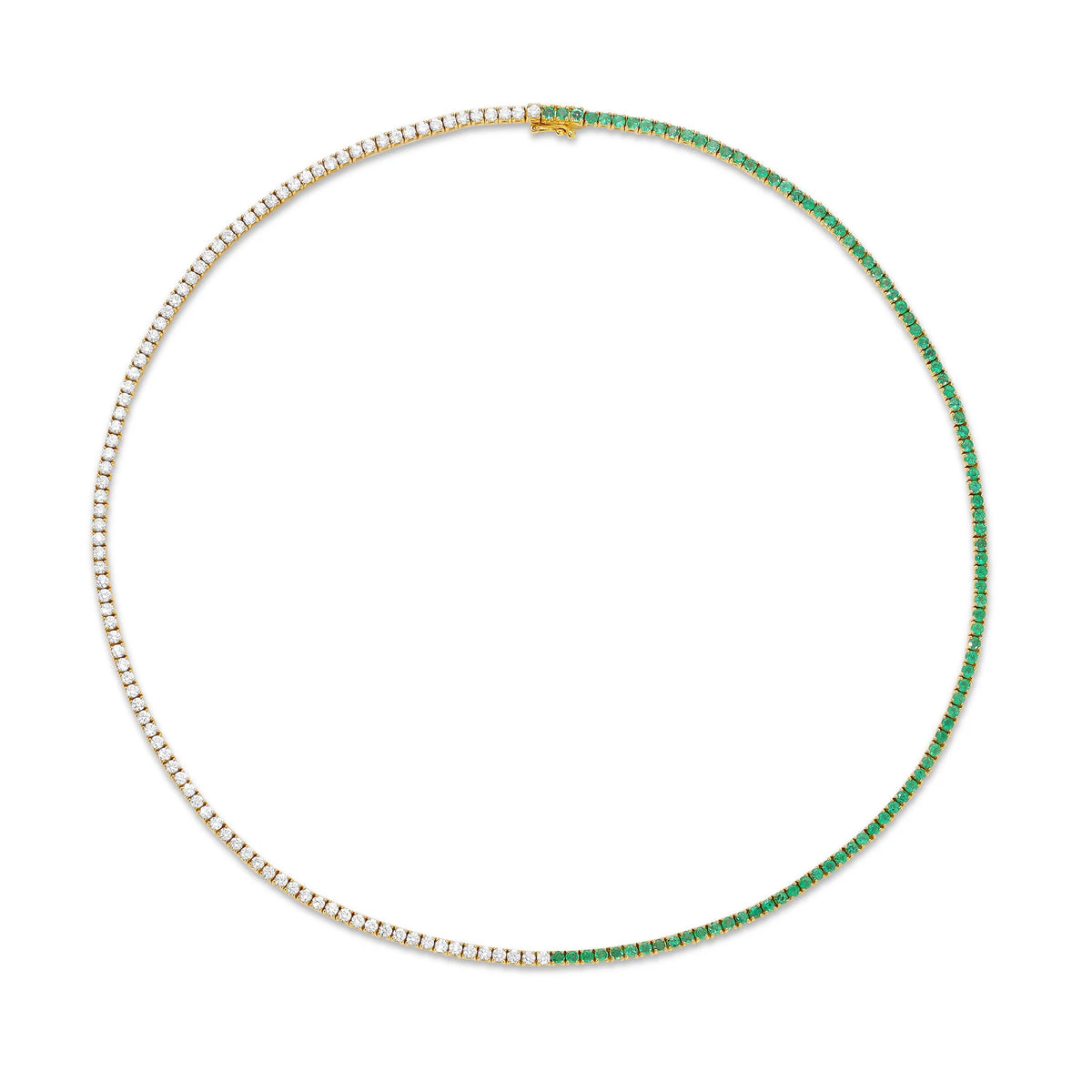 Solid Gold Emerald And Diamond Hepburn Choker