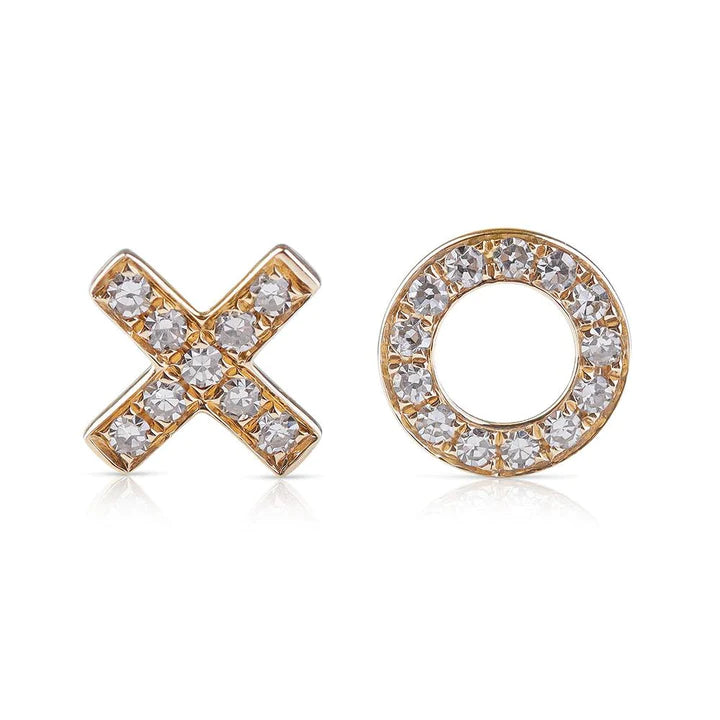 Solid Gold Diamond Xo Earrings