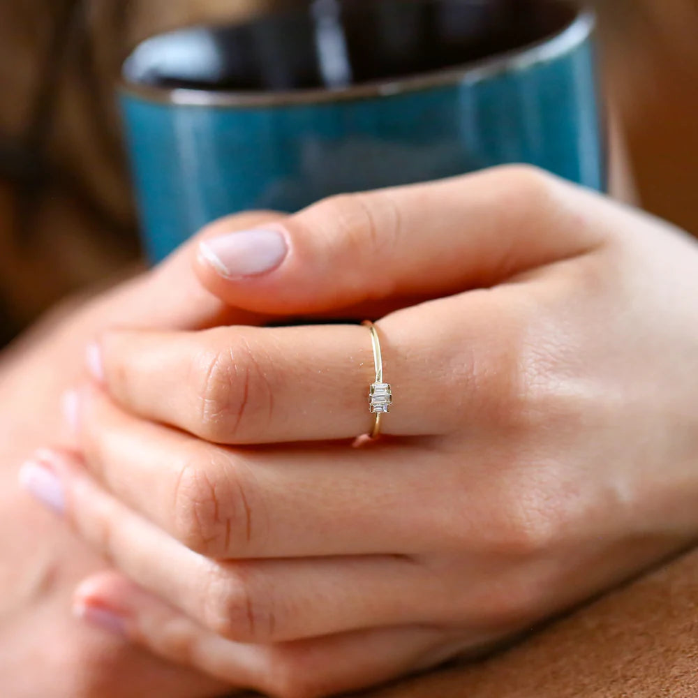 Solid Gold Baguette Trio Diamond Ring