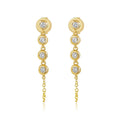 Solid Gold Four Diamond Bezel Chain Loop Earring