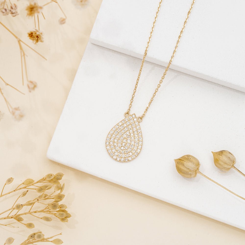 Solid Gold Diamond Drop Necklace (C60FB3)