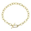 Solid Gold With Diamond Link Toggle Bracelet (082958)