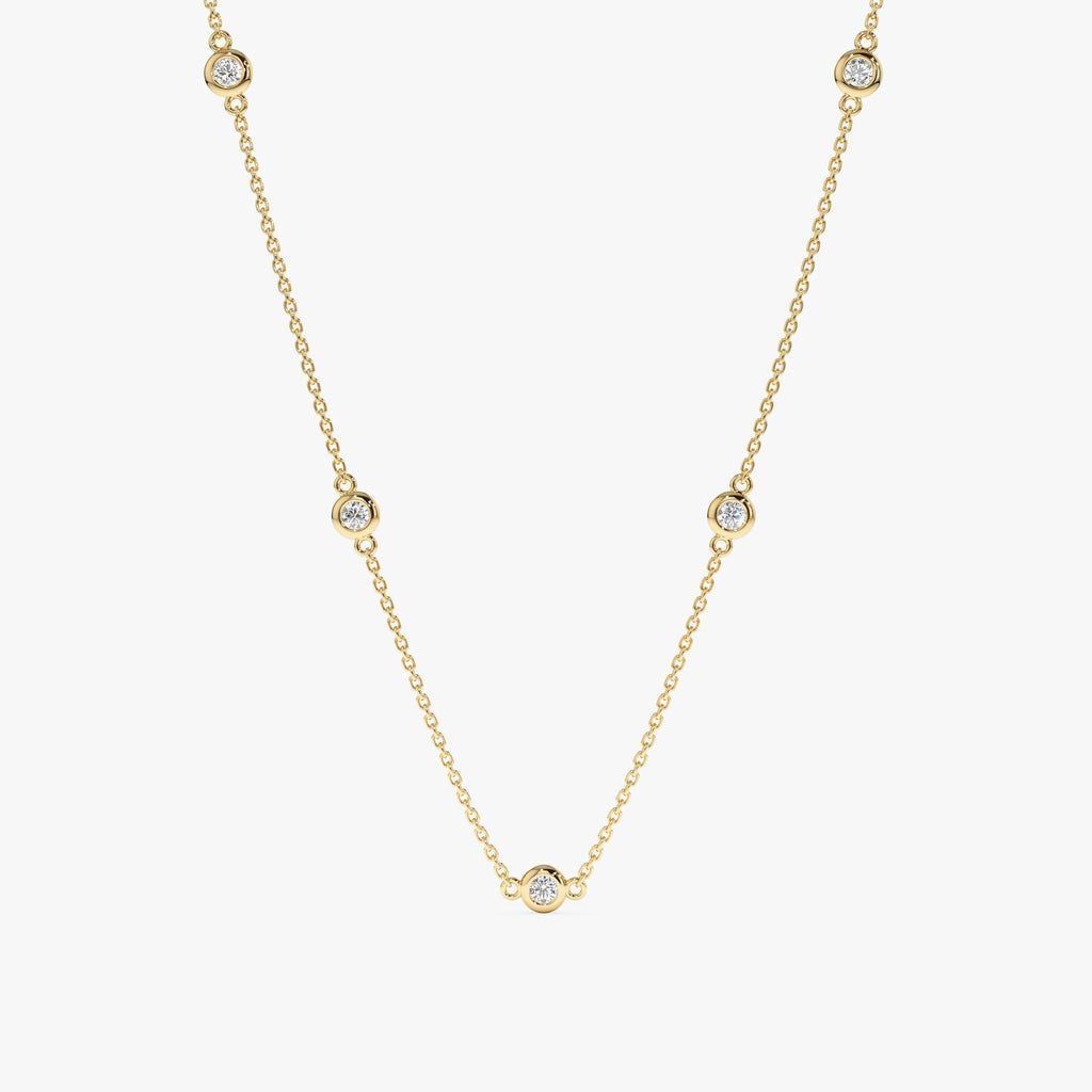 18K Solid Gold Diamond By The Yard Necklace