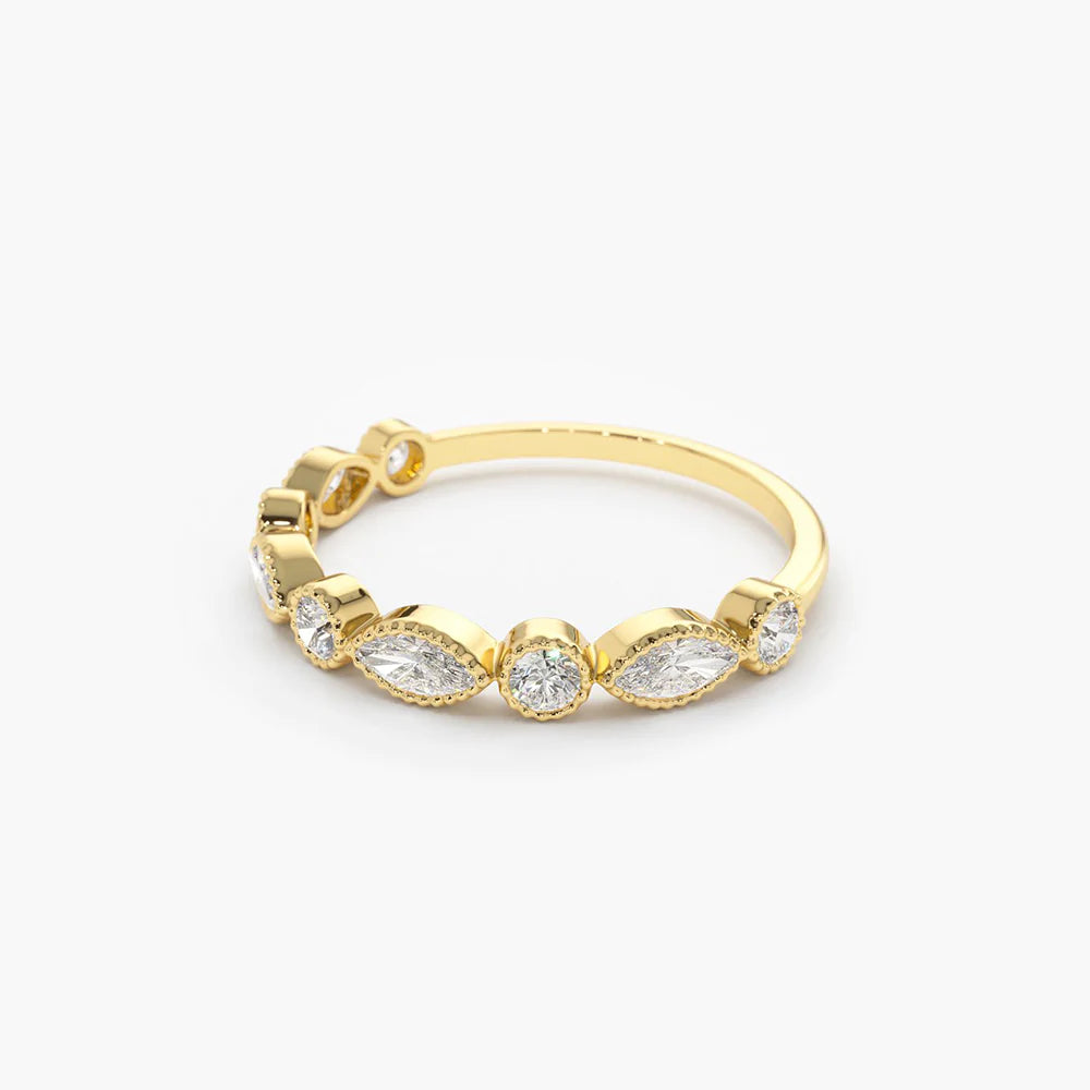 Solid Gold Marquise Diamond in Halo Setting Ring