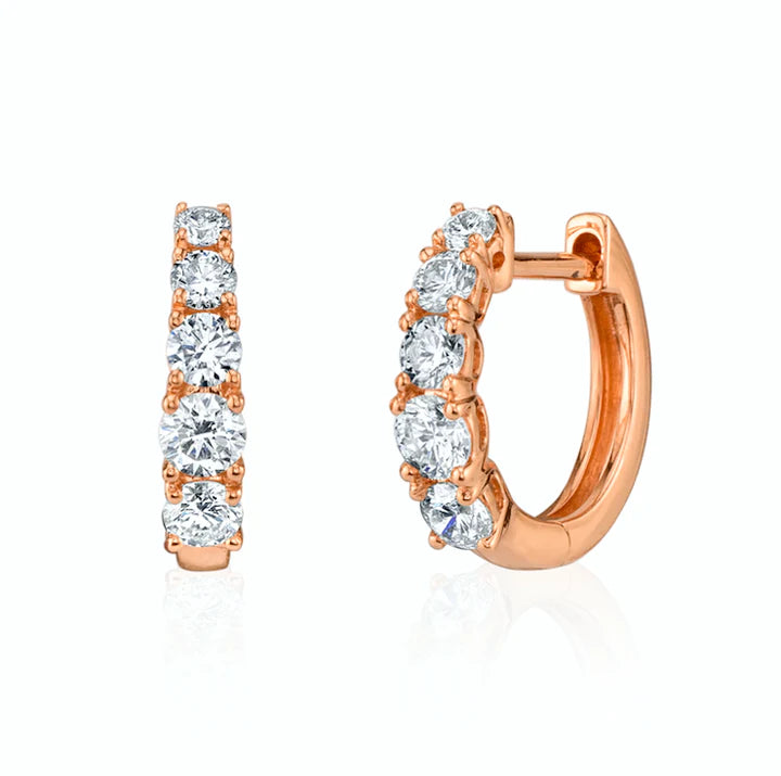 Solid Gold Graduated Diamond Huggies