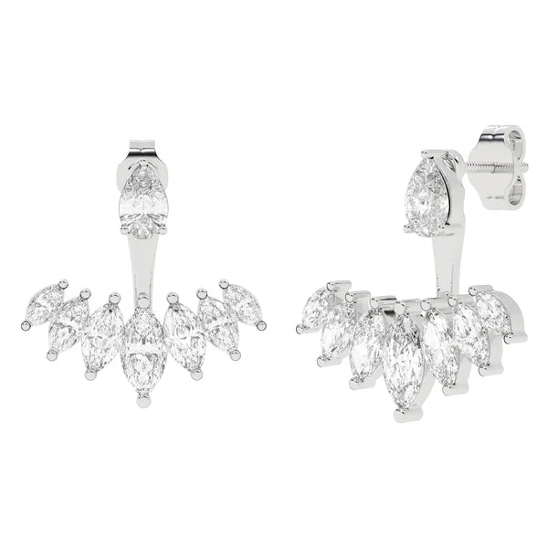 Solid Gold Lab-Grown Diamond Marquise Jacket Earrings