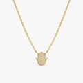 Solid Gold Diamond Hamsa Necklace